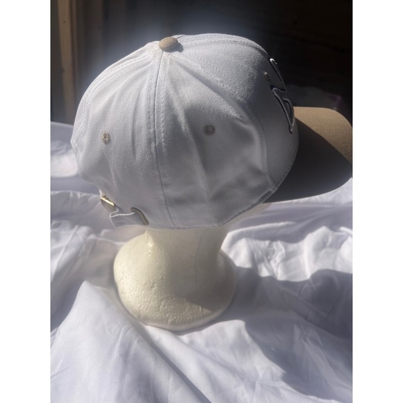 Mens Baseball Cap DVL Logo White Khaki Snapback Adjustable Cotton Blend - Picture 3 of 4